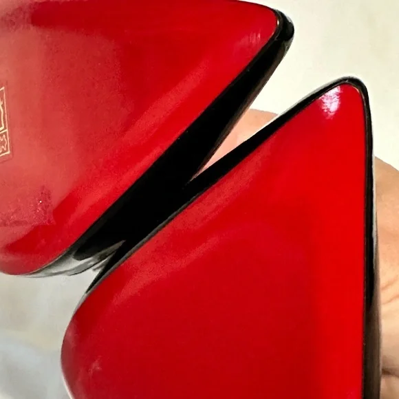 Christian Louboutin Paulina Sling 100 Patent/PVC Black, Nude, and White Heels - Picture 5 of 12